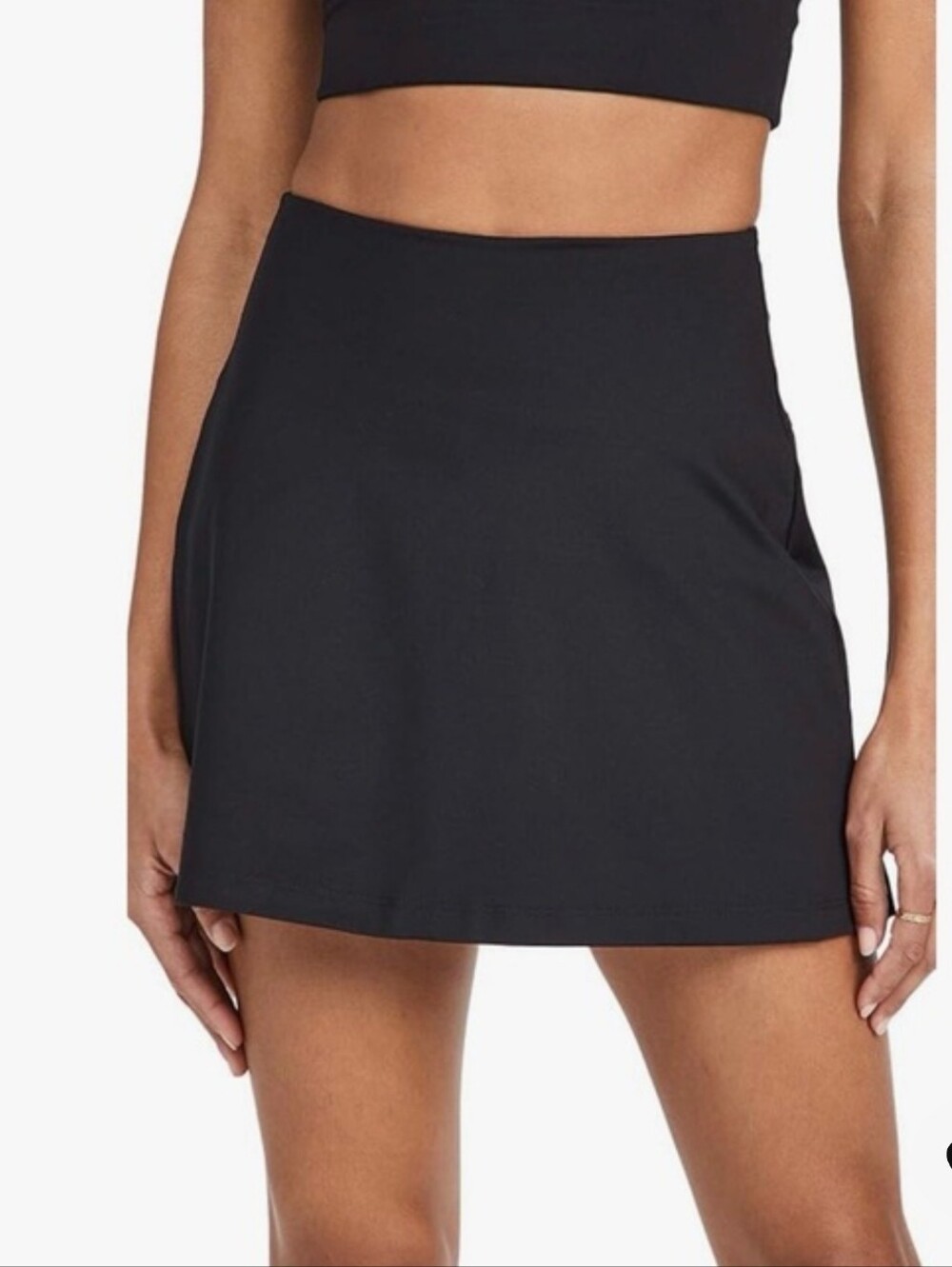 Girlfriend Collective Black A-Line Mini Skirt